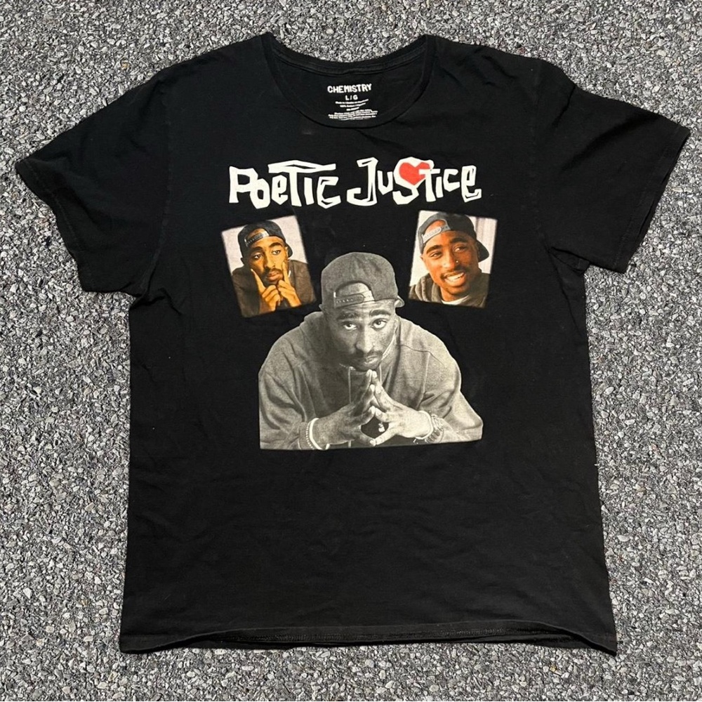 CHEMISTRY POETIC JUSTICE Shirt Mens L Black 2Pac Tupac Rap Tee Movie Promo